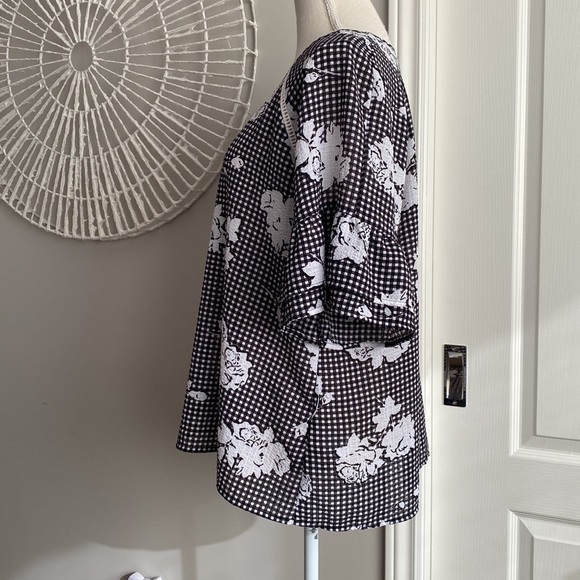 Spense - Gingham & Floral Blouse with Ruffle Sleeves - Picture 4 of 8